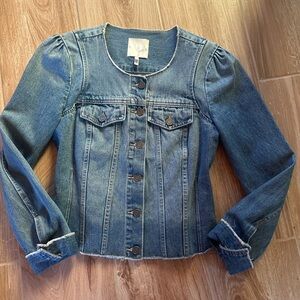 Joie Women's Denim Blue Collarless Jacket Size M